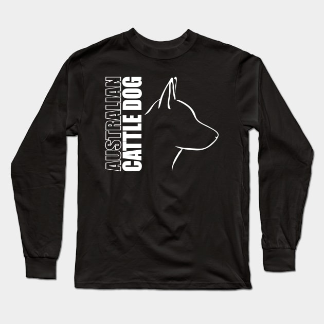 Australian Cattle Dog profile dog heeler Long Sleeve T-Shirt by wilsigns